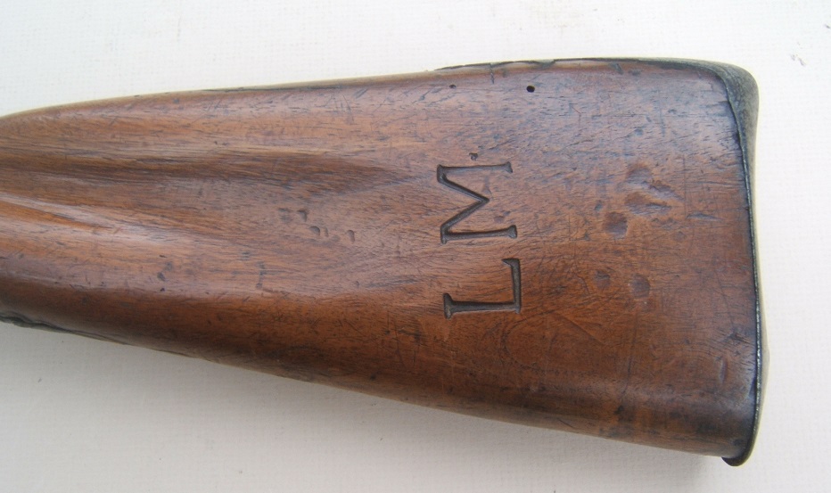 A VERY FINE QUALITY & RARE FRENCH ROCOCO CHILDS FLINTLOCK FOWLER w/ OWNER EMBOSSED/BRANDED STOCK, ca. 1750view 7