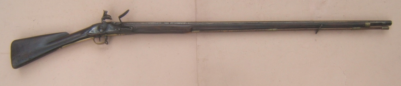 A VERY GOOD & RARE 2X US SURCHARGED AMERICAN REVOLUTIONARY WAR PERIOD AMERICAN-ASSEMBLED LONGLAND PATTERN/1st MODEL BROWN BESS COS MUSKET w/ DUBLIN CASTLE LOCK, ca. 1777 view 1