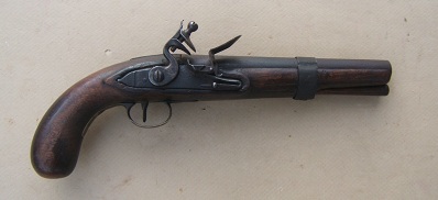 A VERY GOOD MUSKET-BORE AMERICAN FLINTLOCK TRADE PISTOL, ca. 1820 view 1