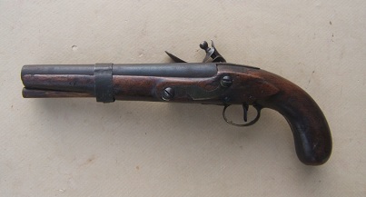 A VERY GOOD MUSKET-BORE AMERICAN FLINTLOCK TRADE PISTOL, ca. 1820 view 2