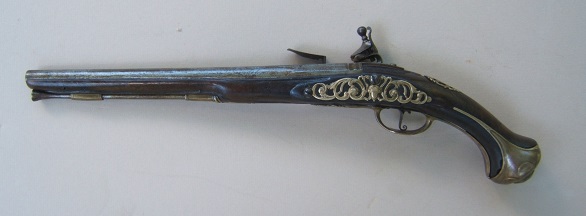 A FINE & UNTOUCHED LATE 17TH/EARLY 18TH CENTURY FRENCH FLINTLOCK HOLSTER PISTOL, by PARMENTIER, ca. 1690 view 2