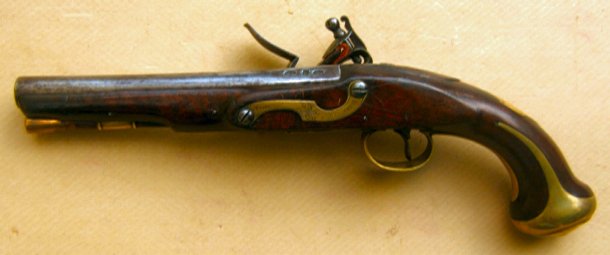 A FINE+ REVOLUTIONARY/WAR OF 1812 PERIOD FLINTLOCK OFFICER'S PISTOL BY TOW, ca. 1780s view 2