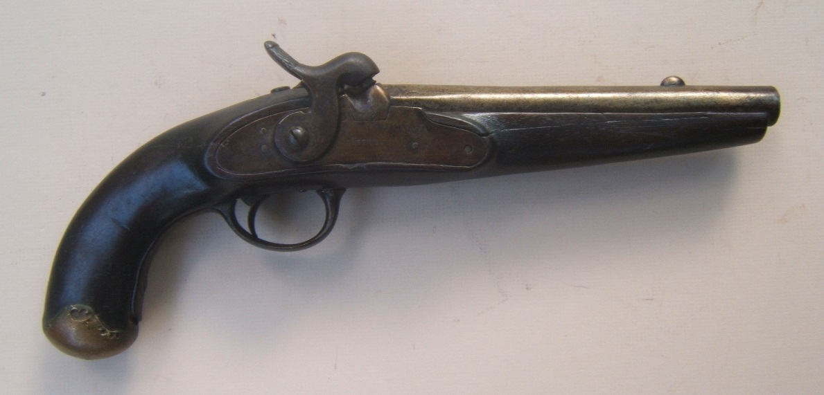 A SCARCE BELGIAN MANUFACTURED PRUSSIAN/GERMANIC TYPE CAVALRY PISTOL, MARKED 