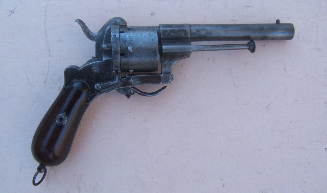 A VERY GOOD & SCARCE MEXICAN MADE LEFAUCHEUX PIN-FIRE ARMY MODEL REVOLVER SN. 15,XXX, ca. 1870s view 1