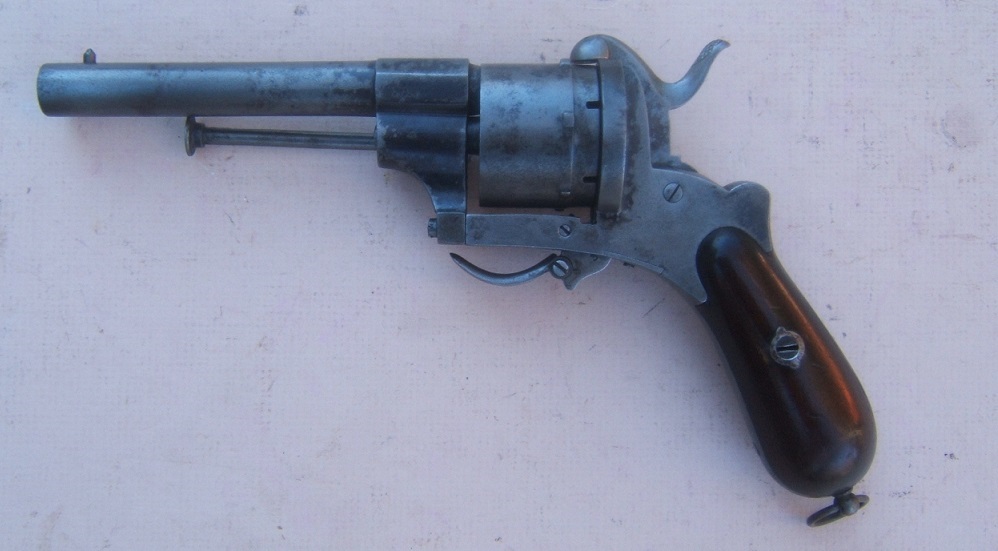 A VERY GOOD & SCARCE MEXICAN MADE LEFAUCHEUX PIN-FIRE ARMY MODEL REVOLVER SN. 15,XXX, ca. 1870s view 2