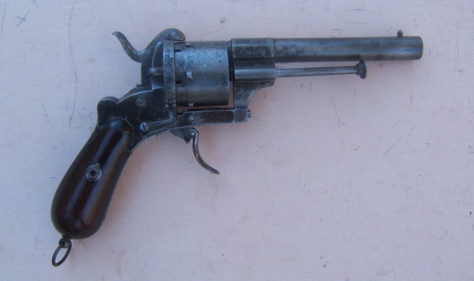 A VERY GOOD & SCARCE MEXICAN MADE LEFAUCHEUX PIN-FIRE ARMY MODEL REVOLVER SN. 15,XXX, ca. 1870s view 4