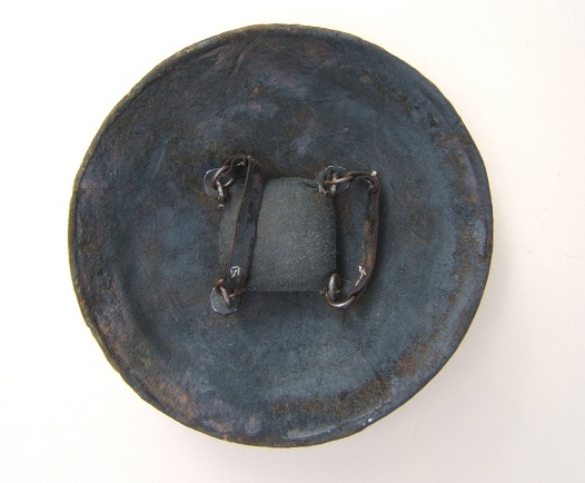 A FINE 20TH CENTURY INDO-PERSIAN EMBOSSED PARADE-TYPE LEATHER DAHL (SHIELD), ca. 1950 view2