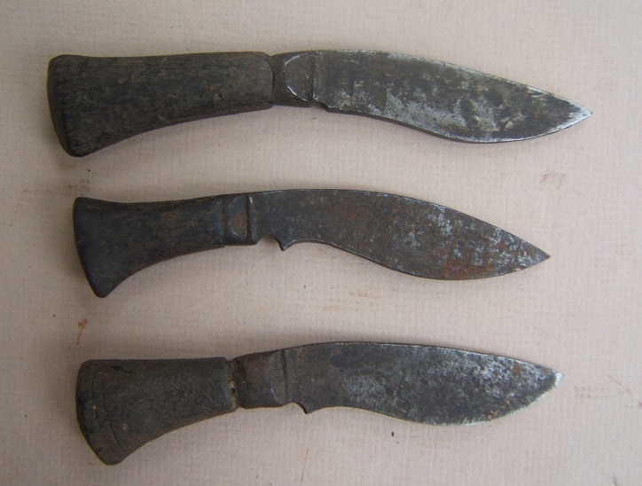 A GROUPING of THREE (3) MID-19TH CENTURY NEPALESE/INDIAN KUKRI-FORM TINDER-LIGHTER KNIVES, ca. 1850 view1