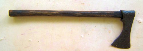 A FINE UNTOUCHED 13th/14th CENTURY GERMAN HORSEMAN'S AXE, ca. 1200s-1300s front