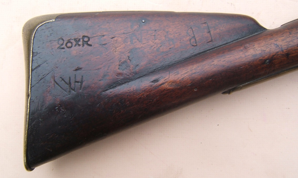 AN EXTREMELY RARE BATTLE OF SARATOGA SURRENDERED REGIMENTALLY MARKED (20th REGIMENT OF FOOT) FIRST MODEL/LONGLAND PATTERN 1756 BROWN BESS MUSKET, dtd. 1760 (Ex. GEORGE C. NEUMANN COLLECTION) view 5