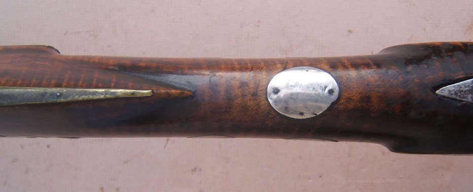 A VERY FINE QUALITY SILVER INLAYED FLINTLOCK PENNSYLVANIA/KENTUCKY RIFLE, BY 