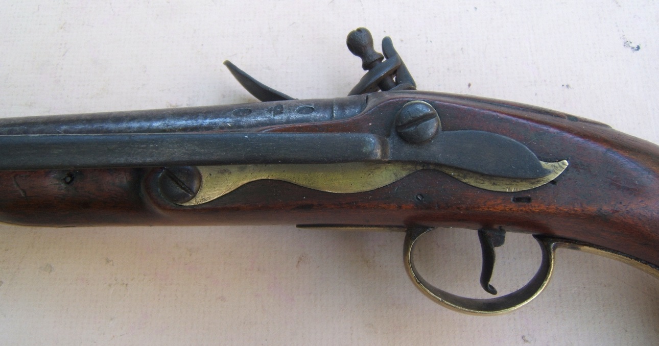 A VERY RARE MAKER-SIGNED COLONIAL/AMERICAN REVOLUTIOINARY WAR PERIOD AMERICAN FLINTLOCK HOLSTER PISTOL, by 