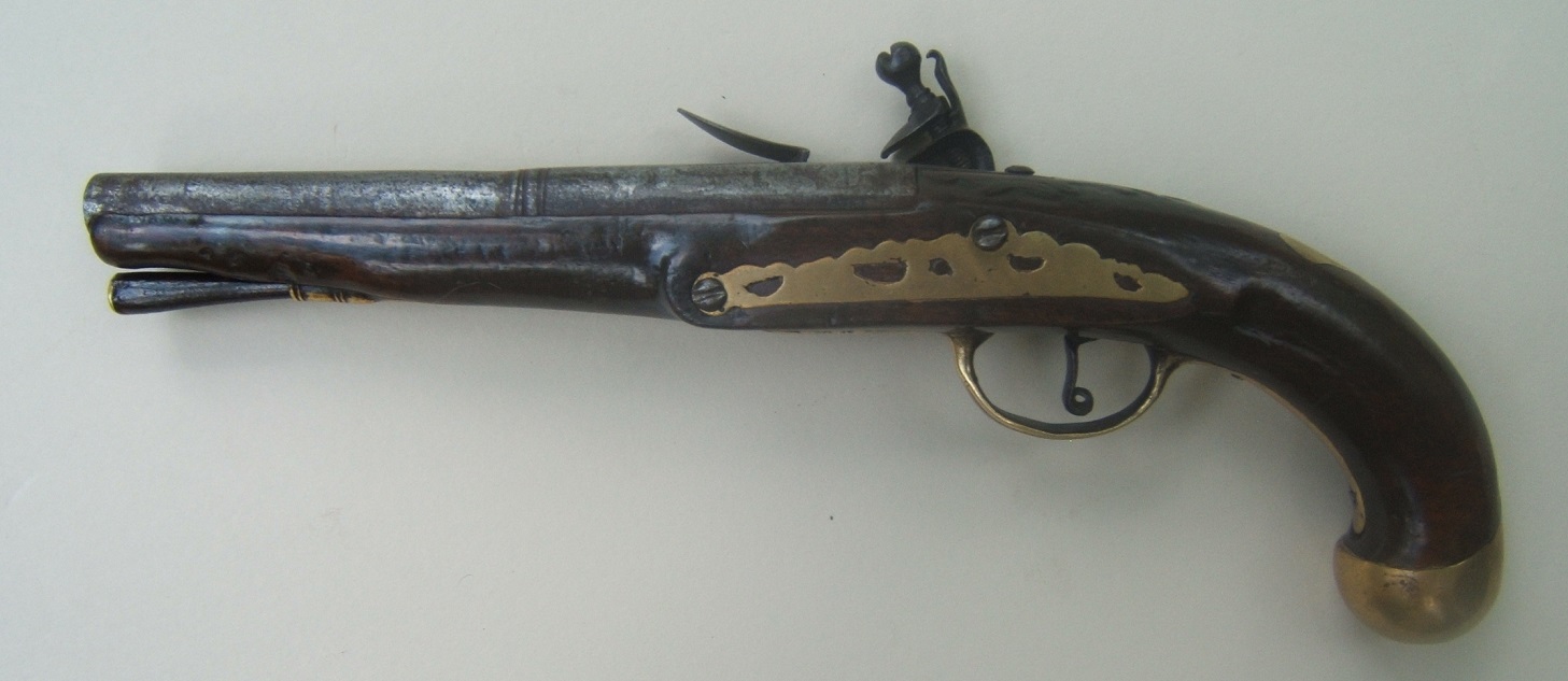 A VERY RARE COLONIAL/AMERICAN REVOLUTIONARY WAR PERIOD AMERICAN FLINTLOCK OFFICER’S PISTOL, ca. 1770 view 2