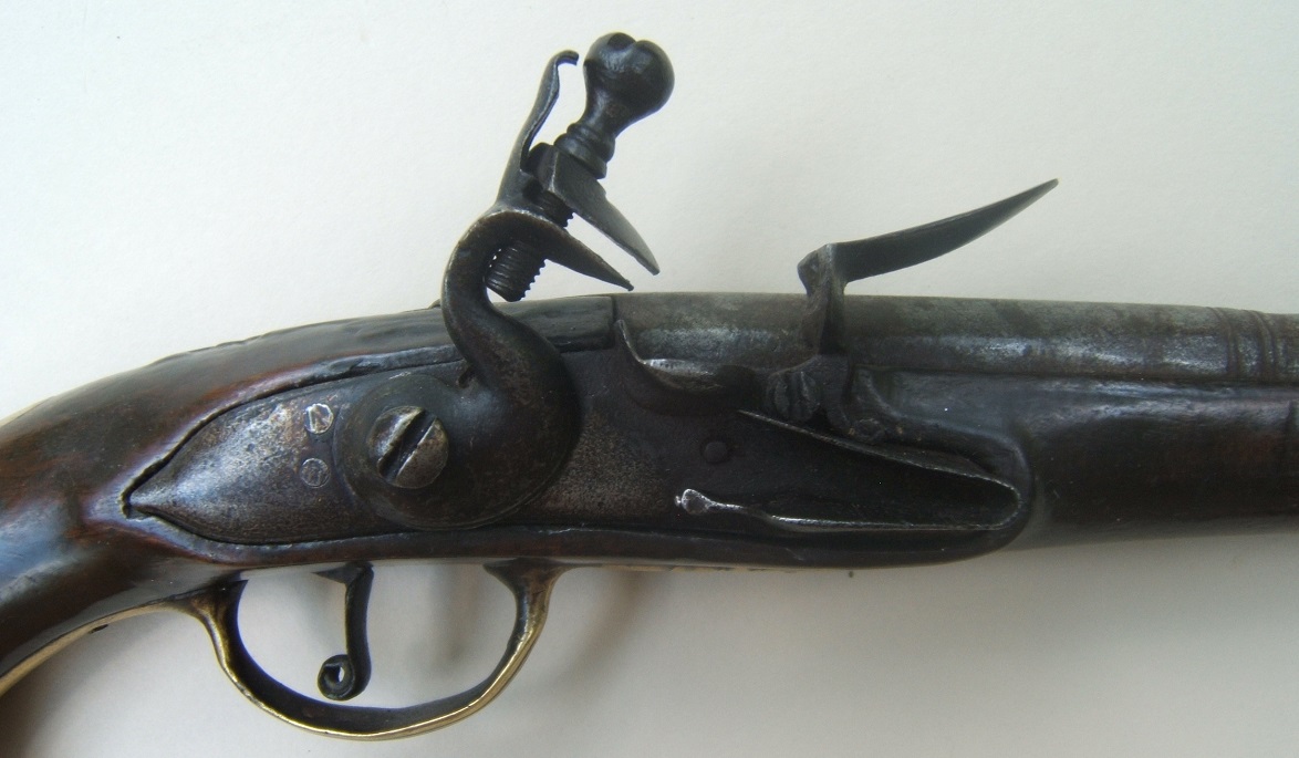 A VERY RARE COLONIAL/AMERICAN REVOLUTIONARY WAR PERIOD AMERICAN FLINTLOCK OFFICER’S PISTOL, ca. 1770 view 3