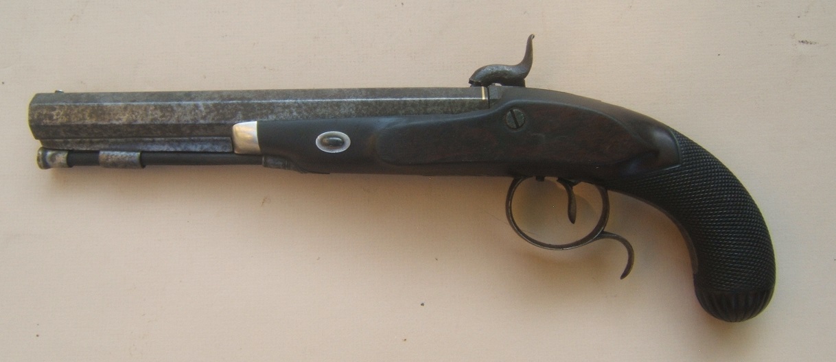 A SCARCE IRON &  SILVER MOUNTED PERCUSSION 