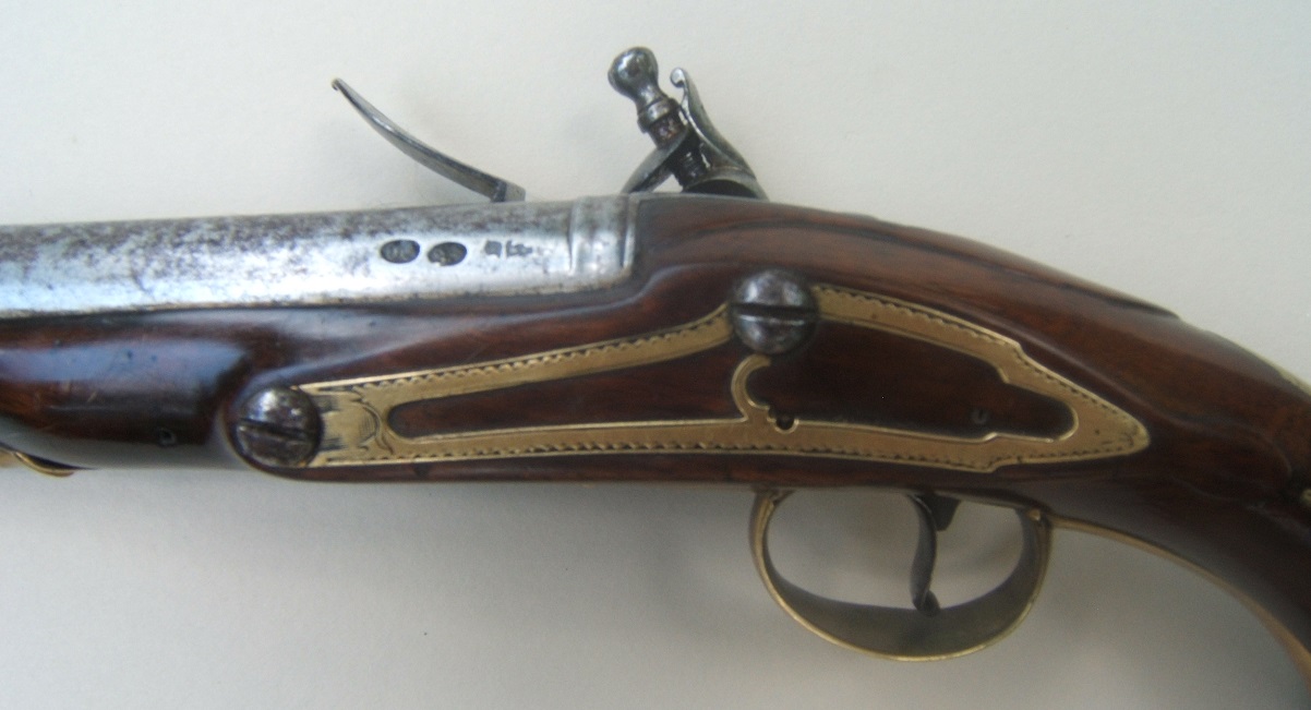 A FINE PAIR OF FRENCH & INDIAN/AMERICAN REVOLUTIONARY WAR PERIOD ENGLISH FLINTLOCK OFFICER'S PISTOLS, by