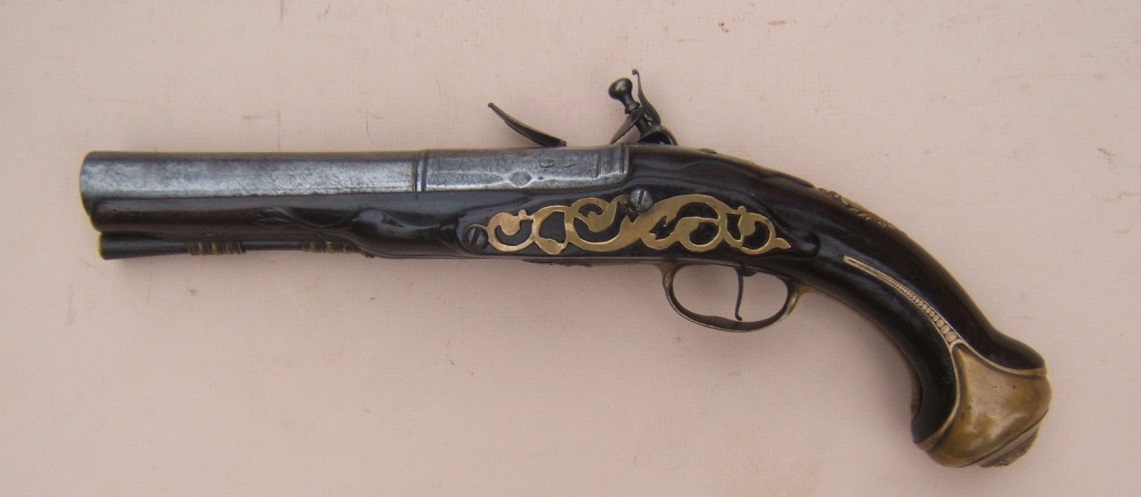 A VERY FINE LARGE-SIZE EARLY COLONIAL PERIOD ENGLISH BLUNDERBUSS PISTOL, BY 