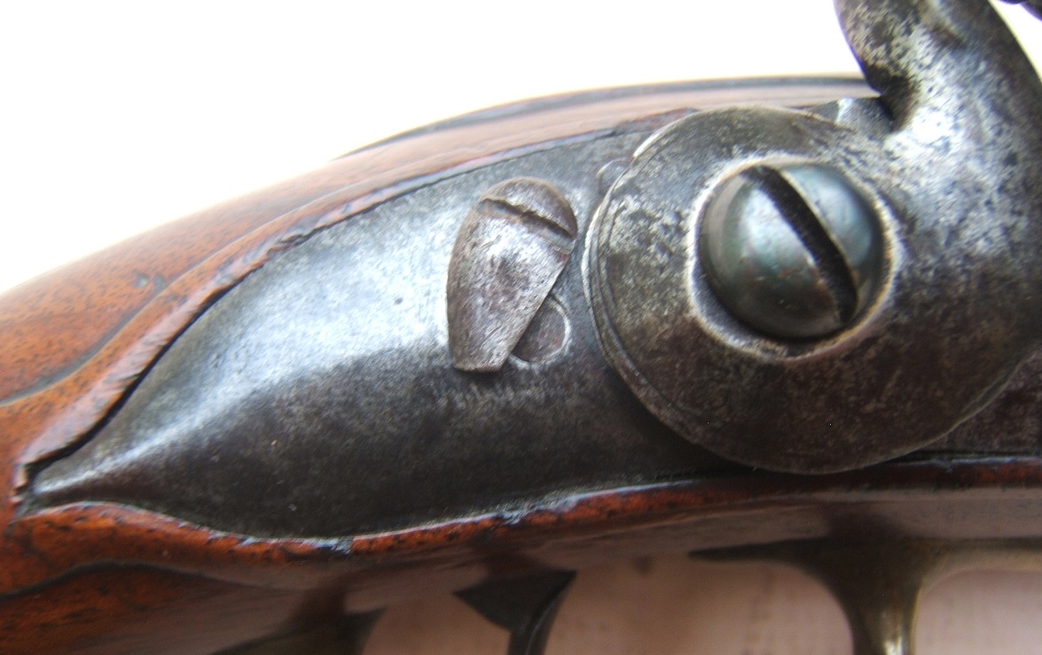 A FINE & EARLY COLONIAL PERIOD ENGLISH FLINTLOCK HOLSTER PISTOL, BY 