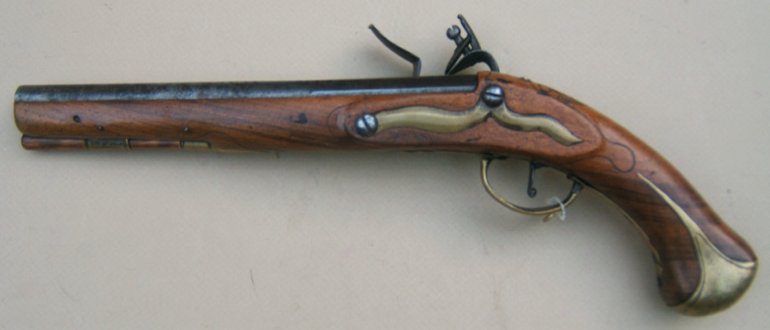 A MID 18th CENTURY AUSTRO-HUNGARIAN/BOHEMIAN FLINTLOCK HOLSTER PISTOL, MARKED TO THE RENOWNED BARON 