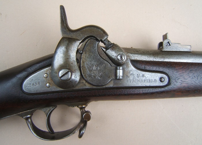 A FINE US MODEL 1855 SPRINGFIELD RIFLED MUSKET, dtd. 1858 view 3