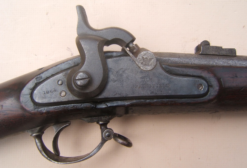 A FINE CIVIL WAR USED US MODEL 1863 TYPE II SPRINGFIELD MUSKET, dtd. 1863/4 view 3