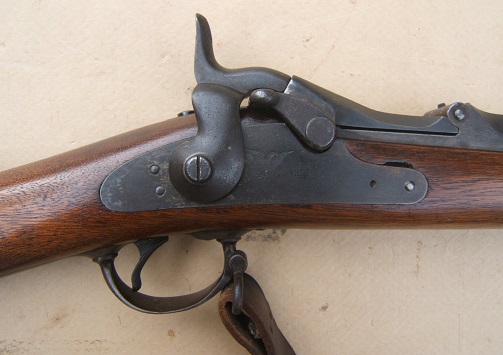A VERY FINE INDIAN WAR PERIOD US MODEL 1879 TRAPDOOR SPRINGFIELD RIFLE & SLING, SN: 35X,XXX, ca. 1884 view 3