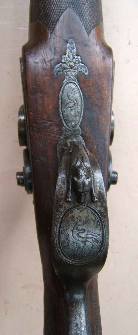 A VERY FINE QUALITY FRENCH DOUBLE BARREL PERCUSSION FOWLER, by BRUNIEL/BRUNEL of LYON, ca. 1835 view 5
