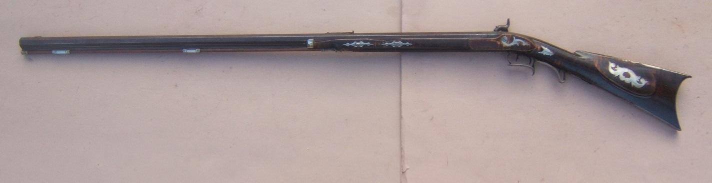 A VERY FINE QUALITY & HISTORIC SILVER-MOUNTED PRESENTATION HALFSTOCK PENNSYLVANIA/KENTUCKY PLAINS-TYPE RIFLE by J. EDMONDS, ca. 1845 view 2