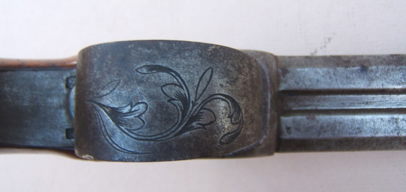 A VERY GOOD CONTINENTAL EUROPEAN DOUBLE BARREL PERCUSSION POCKET PISTOL, ca. 1850 view 3