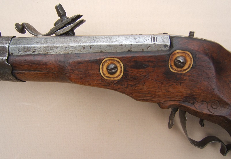 A VERY GOOD EARLY 18TH CENTURY GERMAN/AUSTRIAN WHEELOCK SPORTING RIFLE by J. B. ZELLNER, (Dtd. 1723) view 4