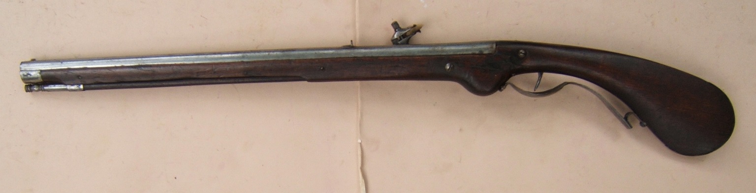 A VERY FINE & RARE EARLY 17th CENTURY/THIRTY YEAR WAR PERIOD DUTCH/GERMAN MILITARY PADDLE-BUTT WHEELOCK PETRONEL/CARBINE, ca. 1630 view 2