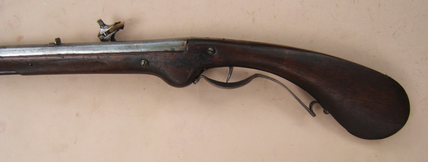 A VERY FINE & RARE EARLY 17th CENTURY/THIRTY YEAR WAR PERIOD DUTCH/GERMAN MILITARY PADDLE-BUTT WHEELOCK PETRONEL/CARBINE, ca. 1630 view 5