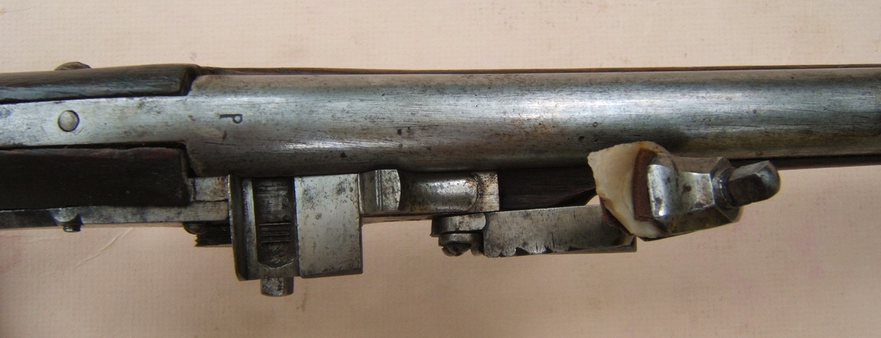 A VERY FINE & RARE EARLY 17th CENTURY/THIRTY YEAR WAR PERIOD DUTCH/GERMAN MILITARY PADDLE-BUTT WHEELOCK PETRONEL/CARBINE, ca. 1630 view 6