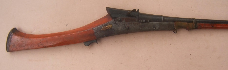 A FINE QUALITY EARLY 19TH CENTURY INDIAN MATCHLOCK MUSKET w/ RED CINNABAR LACQUERED 