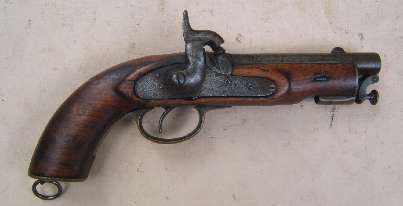 A VERY GOOD VICTORIAN PERIOD ENGLISH PATTERN 1842 �COAST GUARD SERVICES� PERCUSSION PISTOL, ca. 1850 view1