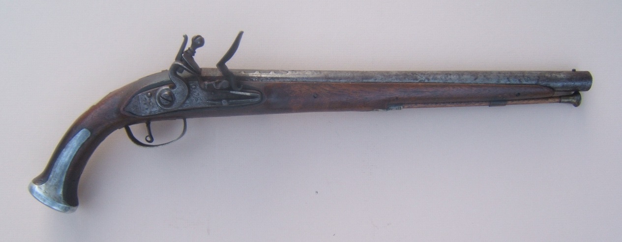A GOOD 19TH CENTURY TURKISH FLINTLOCK HOLSTER PISTOL, ca. 1840 view1