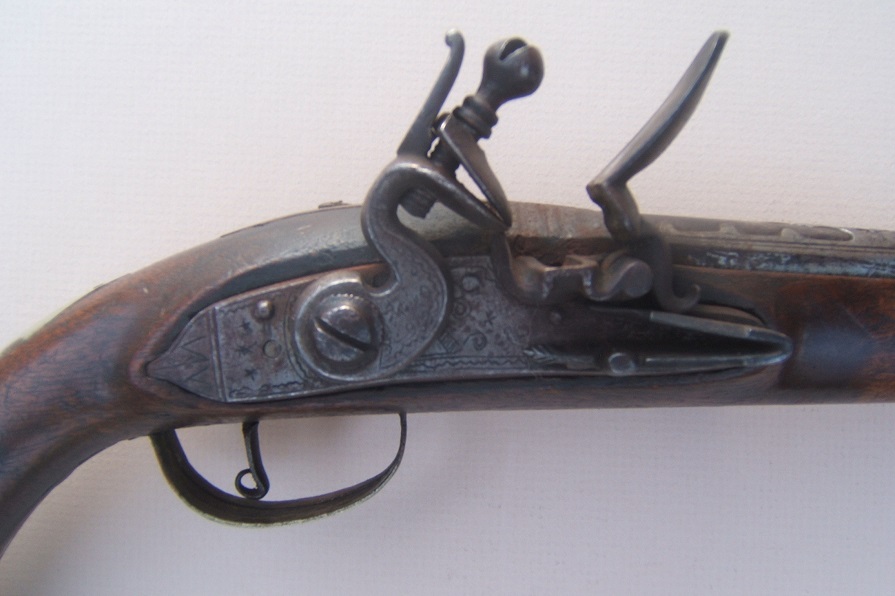 A GOOD 19TH CENTURY TURKISH FLINTLOCK HOLSTER PISTOL, ca. 1840 view3