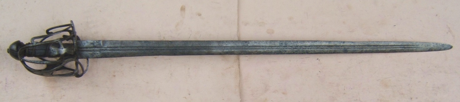 AN EARLY & RARE MID-17th CENTURY SCOTTISH {GLASGOW-TYPE} BASKET-HILT BROADSWORD, ca. 1650 view 1