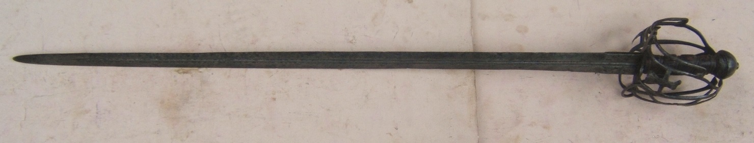 AN EARLY & RARE MID-17th CENTURY SCOTTISH {GLASGOW-TYPE} BASKET-HILT BROADSWORD, ca. 1650 view 2