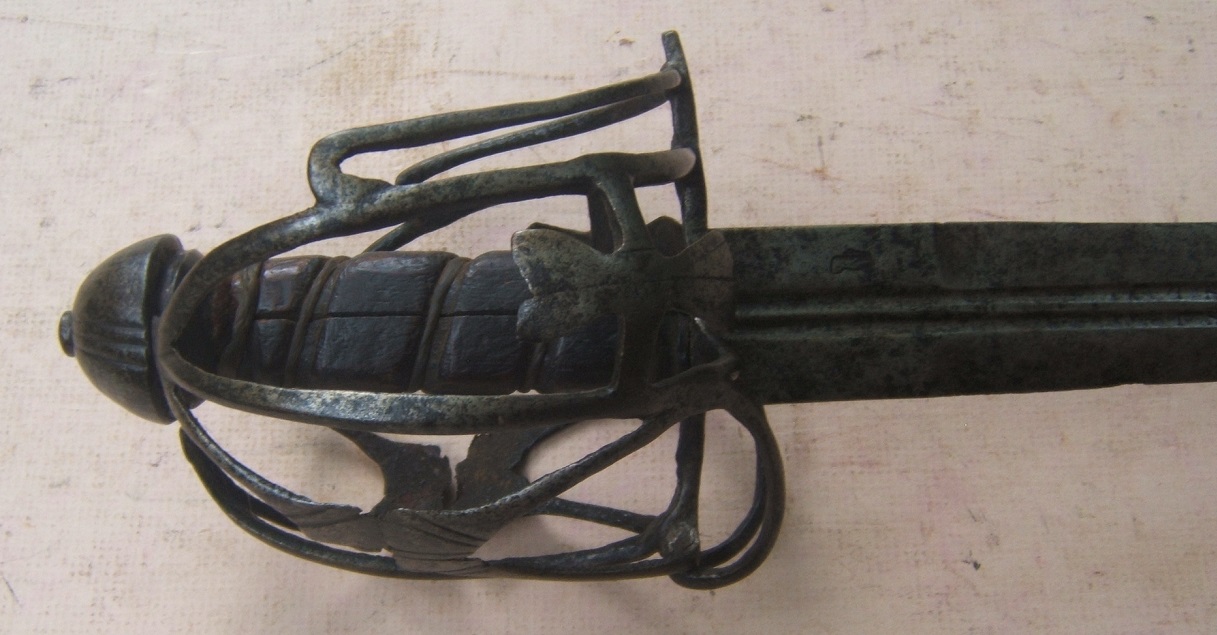 AN EARLY & RARE MID-17th CENTURY SCOTTISH {GLASGOW-TYPE} BASKET-HILT BROADSWORD, ca. 1650 view 3