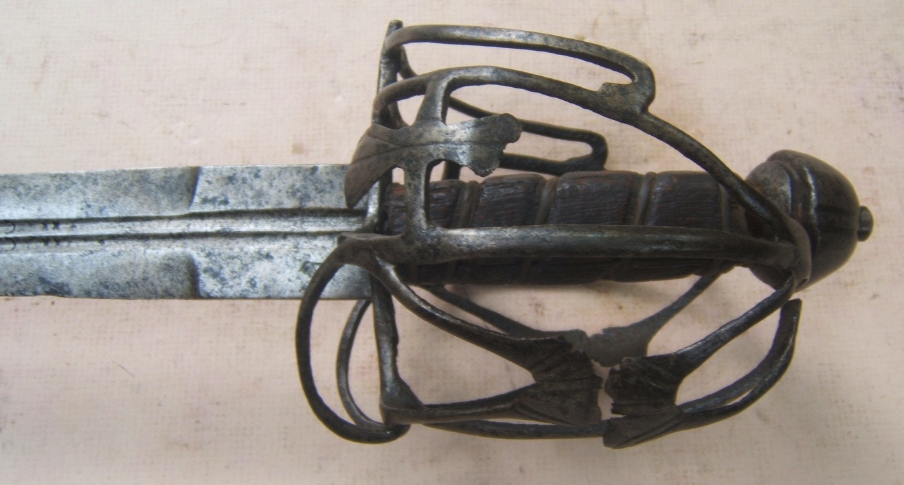 AN EARLY & RARE MID-17th CENTURY SCOTTISH {GLASGOW-TYPE} BASKET-HILT BROADSWORD, ca. 1650 view 4