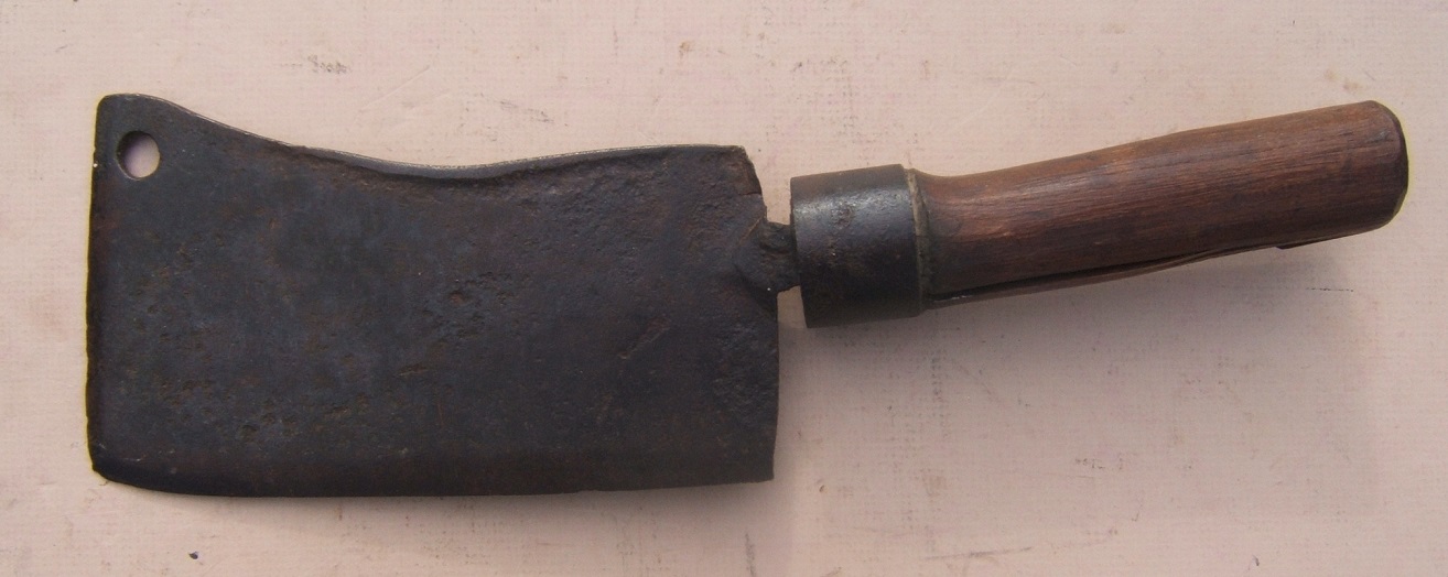A VERY GOOD COLONIAL AMERICAN/REVOLUTIONARY WAR PERIOD LARGE-SIZE WROUGHT IRON MEAT CLEAVER, ca. 1770 view 2