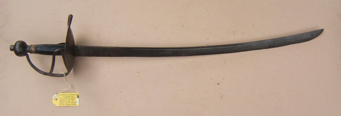 A FINE EARLY COLONIAL PERIOD NORTHERN EUROPEAN “CAROLINE” TYPE HANGER/CUTLASS, ca. 1720: Ex. GEORGE C. NEUMANN COLLECTION & PICTURED IN “BATTLE WEAPONS OF THE AMERICAN REVOLUTION” view 1