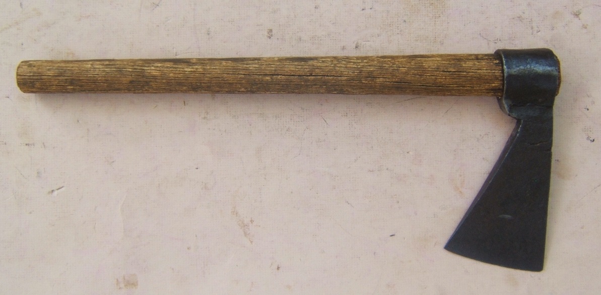 A FINE COLONIAL/AMERICAN REVOLUTIONARY WAR PERIOD BELT AXE TOMAHAWK w/ ORIGINAL HAFT, ca. 1750s-1770s view 1